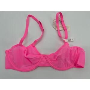 NWT Aerie Smoothez Balconette Bra Sz 32B Neon Pink Mesh Underwire